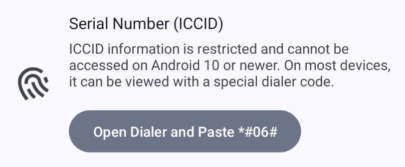 ICCID Android 10